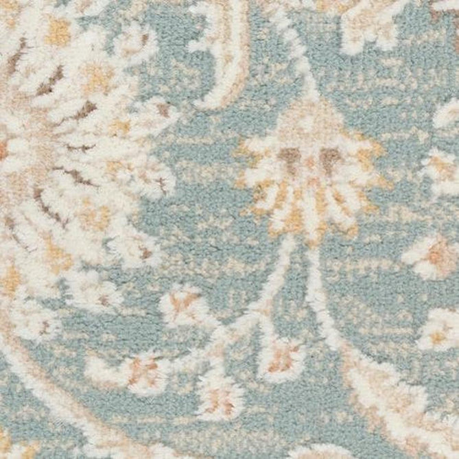 Isla ISL01 Traditional Floral Border Soft-Touch Textured Hi-Lo Polyblend Low-Profile Short Pile Blue Rug-Nourison-Rug Love - The Most Loved Rug Store