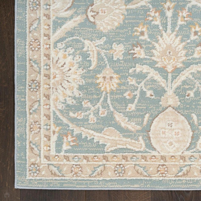 Isla ISL01 Traditional Floral Border Soft-Touch Textured Hi-Lo Polyblend Low-Profile Short Pile Blue Rug-Nourison-Rug Love - The Most Loved Rug Store