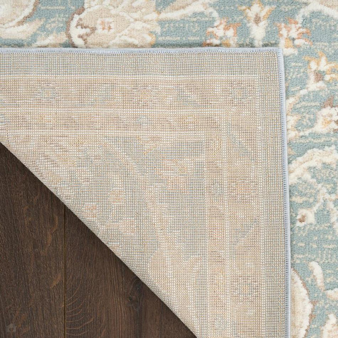 Isla ISL01 Traditional Floral Border Soft-Touch Textured Hi-Lo Polyblend Low-Profile Short Pile Blue Rug-Nourison-Rug Love - The Most Loved Rug Store