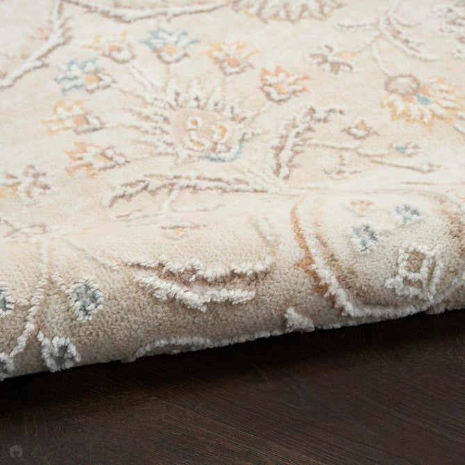 Isla ISL01 Traditional Floral Border Soft-Touch Textured Hi-Lo Polyblend Low-Profile Short Pile Ivory Rug-Nourison-Rug Love - The Most Loved Rug Store