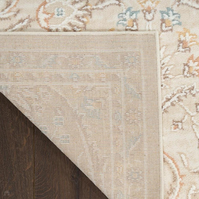 Isla ISL01 Traditional Floral Border Soft-Touch Textured Hi-Lo Polyblend Low-Profile Short Pile Ivory Rug-Nourison-Rug Love - The Most Loved Rug Store