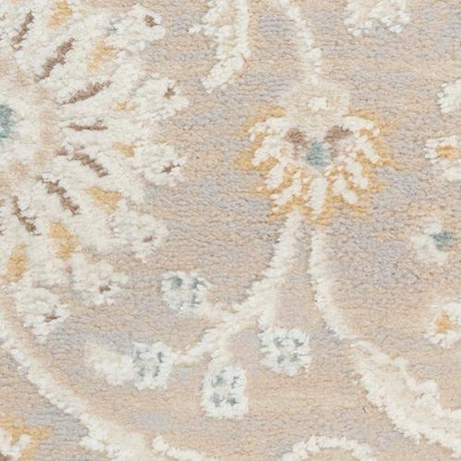 Isla ISL01 Traditional Floral Border Soft-Touch Textured Hi-Lo Polyblend Low-Profile Short Pile Light Grey Rug-Nourison-Rug Love - The Most Loved Rug Store