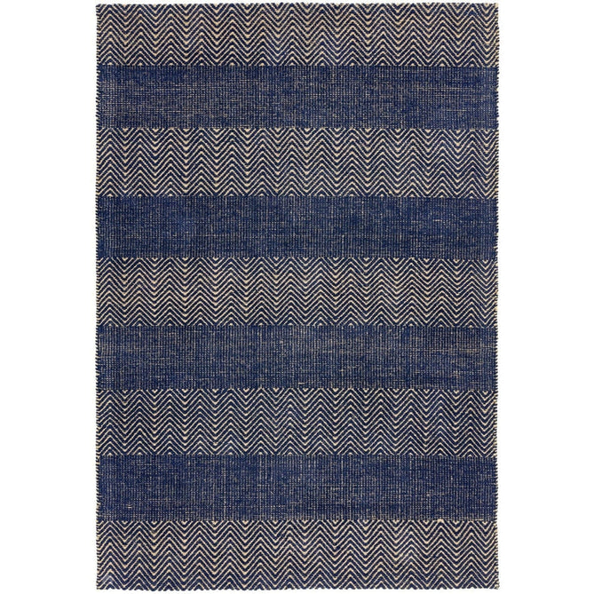 Ives Modern Geometric Chevron Zigzag Hand-Woven Jute&Cotton Durable Textured Soft-Touch Flatweave Navy Blue Rug-Asiatic Carpets-Rug Love - The Most Loved Rug Store