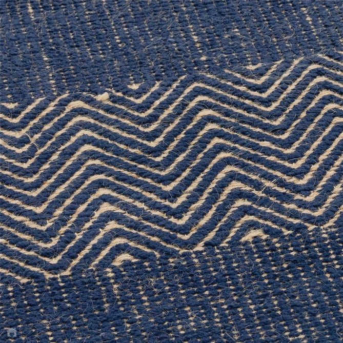Ives Modern Geometric Chevron Zigzag Hand-Woven Jute&Cotton Durable Textured Soft-Touch Flatweave Navy Blue Rug-Asiatic Carpets-Rug Love - The Most Loved Rug Store