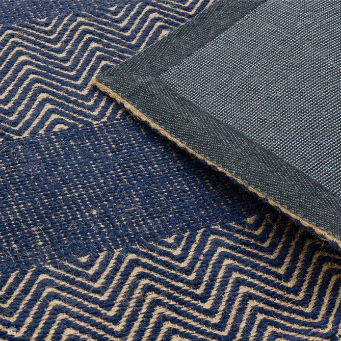 Ives Modern Geometric Chevron Zigzag Hand-Woven Jute&Cotton Durable Textured Soft-Touch Flatweave Navy Blue Rug-Asiatic Carpets-Rug Love - The Most Loved Rug Store