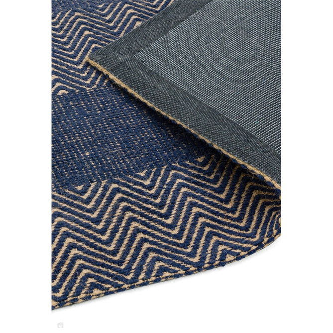 Ives Modern Geometric Chevron Zigzag Hand-Woven Jute&Cotton Durable Textured Soft-Touch Flatweave Navy Blue Rug-Asiatic Carpets-Rug Love - The Most Loved Rug Store
