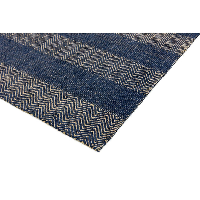 Ives Modern Geometric Chevron Zigzag Hand-Woven Jute&Cotton Durable Textured Soft-Touch Flatweave Navy Blue Rug-Asiatic Carpets-Rug Love - The Most Loved Rug Store