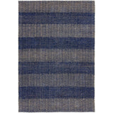 Ives Modern Geometric Chevron Zigzag Hand-Woven Jute&Cotton Durable Textured Soft-Touch Flatweave Navy Blue Rug