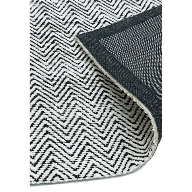 Ives Modern Geometric Chevron Zigzag Hand-Woven Jute&Cotton Durable Textured Soft-Touch Flatweave White/Black Rug-Asiatic Carpets-Rug Love - The Most Loved Rug Store