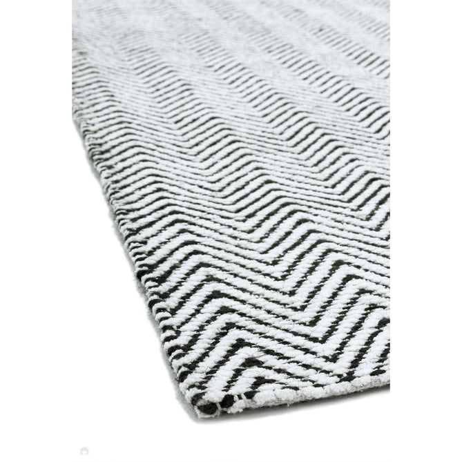 Ives Modern Geometric Chevron Zigzag Hand-Woven Jute&Cotton Durable Textured Soft-Touch Flatweave White/Black Rug-Asiatic Carpets-Rug Love - The Most Loved Rug Store