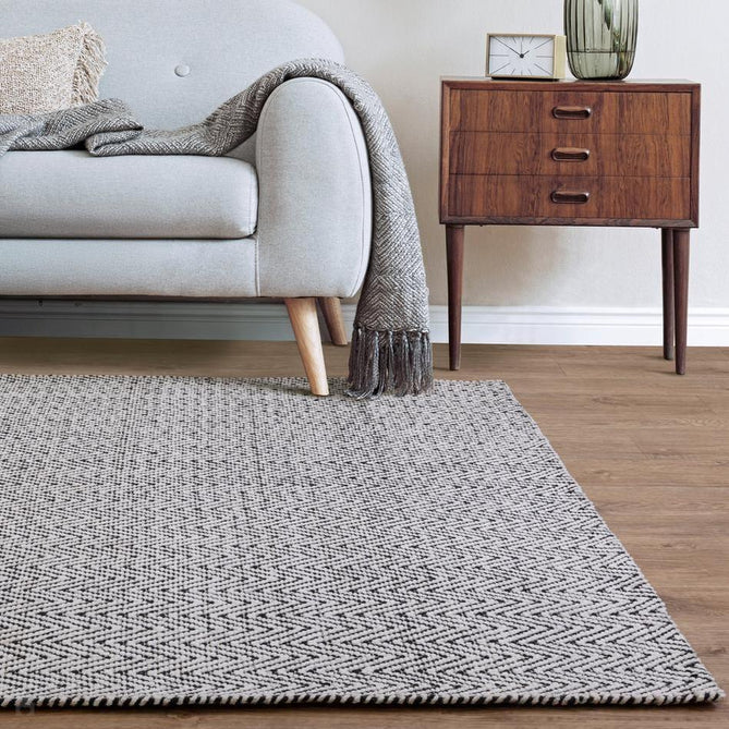 Ives Modern Geometric Chevron Zigzag Hand-Woven Jute&Cotton Durable Textured Soft-Touch Flatweave White/Black Rug-Asiatic Carpets-Rug Love - The Most Loved Rug Store
