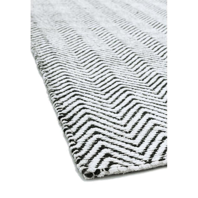 Ives Modern Geometric Chevron Zigzag Hand-Woven Jute&Cotton Durable Textured Soft-Touch Flatweave White/Black Rug-Asiatic Carpets-Rug Love - The Most Loved Rug Store