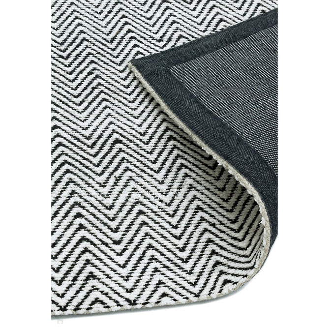 Ives Modern Geometric Chevron Zigzag Hand-Woven Jute&Cotton Durable Textured Soft-Touch Flatweave White/Black Rug-Asiatic Carpets-Rug Love - The Most Loved Rug Store