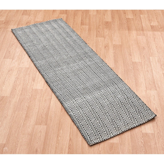 Ives Modern Geometric Chevron Zigzag Hand-Woven Jute&Cotton Durable Textured Soft-Touch Flatweave White/Black Rug-Asiatic Carpets-Rug Love - The Most Loved Rug Store