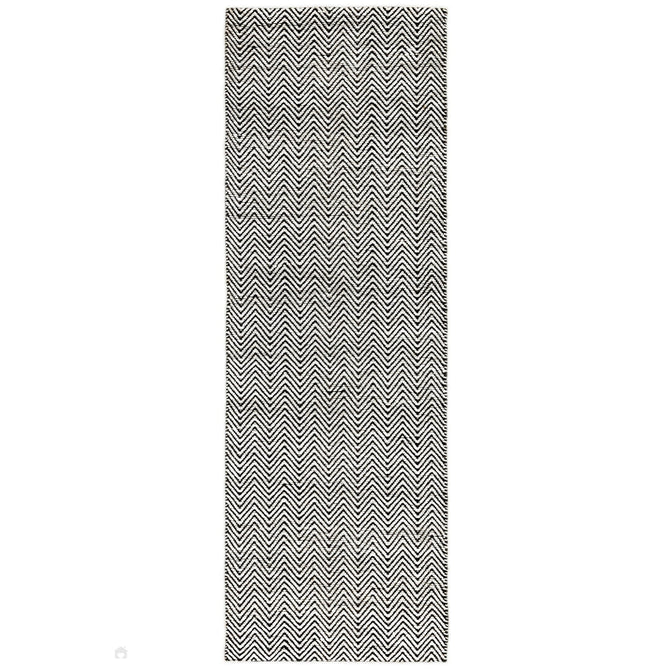Ives Modern Geometric Chevron Zigzag Hand-Woven Jute&Cotton Durable Textured Soft-Touch Flatweave White/Black Runner-Asiatic Carpets-Rug Love - The Most Loved Rug Store