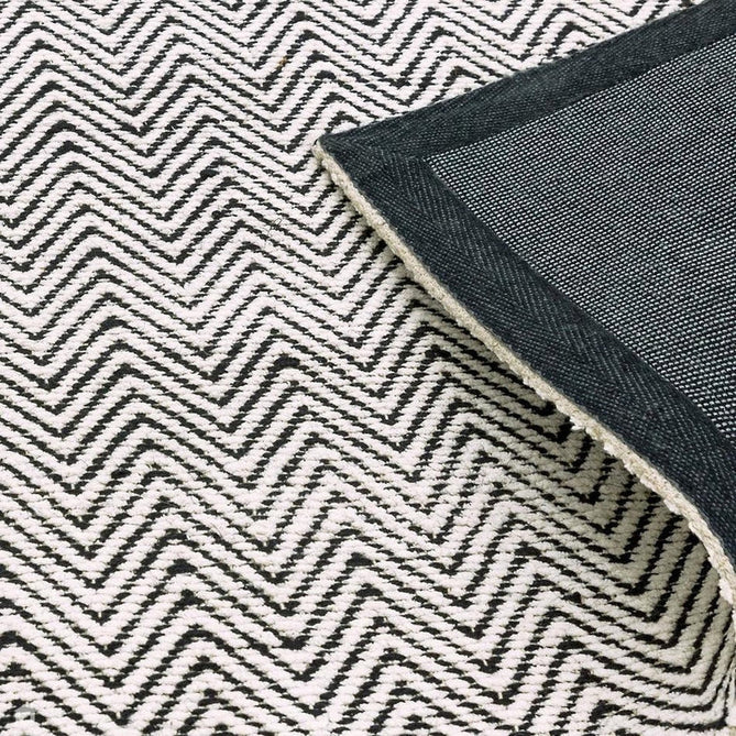 Ives Modern Geometric Chevron Zigzag Hand-Woven Jute&Cotton Durable Textured Soft-Touch Flatweave White/Black Runner-Asiatic Carpets-Rug Love - The Most Loved Rug Store