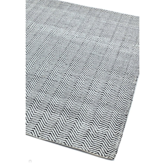 Ives Modern Geometric Chevron Zigzag Hand-Woven Jute&Cotton Durable Textured Soft-Touch Flatweave White/Black Runner-Asiatic Carpets-Rug Love - The Most Loved Rug Store