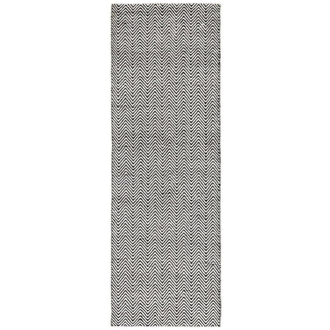 Ives Modern Geometric Chevron Zigzag Hand-Woven Jute&Cotton Durable Textured Soft-Touch Flatweave White/Black Runner-Asiatic Carpets-Rug Love - The Most Loved Rug Store