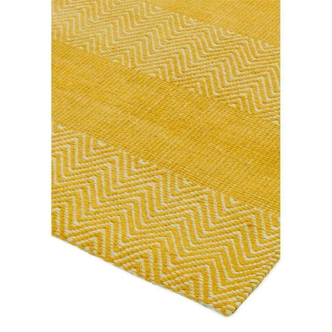 Ives Modern Geometric Chevron Zigzag Hand-Woven Jute&Cotton Durable Textured Soft-Touch Flatweave Yellow Rug-Asiatic Carpets-Rug Love - The Most Loved Rug Store