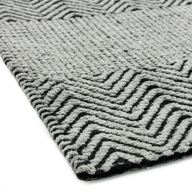 Ives Modern Geometric Chevron Zigzag Stripe Hand-Woven Jute&Cotton Durable Textured Soft-Touch Flatweave Grey/Charcoal Rug-Asiatic Carpets-Rug Love - The Most Loved Rug Store