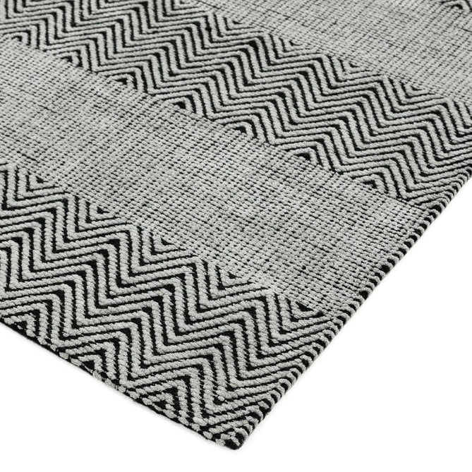 Ives Modern Geometric Chevron Zigzag Stripe Hand-Woven Jute&Cotton Durable Textured Soft-Touch Flatweave Grey/Charcoal Rug-Asiatic Carpets-Rug Love - The Most Loved Rug Store