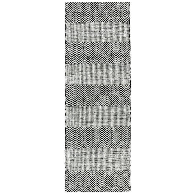 Ives Modern Geometric Chevron Zigzag Stripe Hand-Woven Jute&Cotton Durable Textured Soft-Touch Flatweave Grey/Charcoal Rug-Asiatic Carpets-Rug Love - The Most Loved Rug Store
