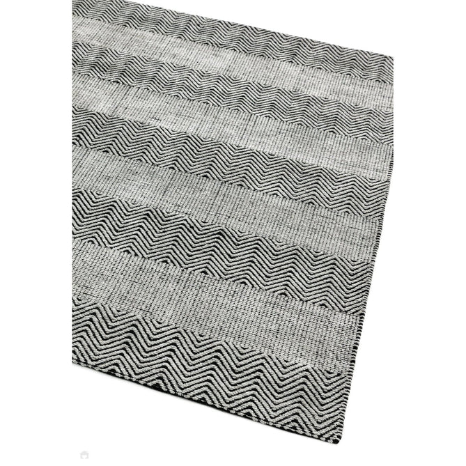 Ives Modern Geometric Chevron Zigzag Stripe Hand-Woven Jute&Cotton Durable Textured Soft-Touch Flatweave Grey/Charcoal Rug-Asiatic Carpets-Rug Love - The Most Loved Rug Store