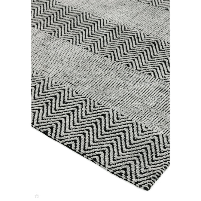 Ives Modern Geometric Chevron Zigzag Stripe Hand-Woven Jute&Cotton Durable Textured Soft-Touch Flatweave Grey/Charcoal Rug-Asiatic Carpets-Rug Love - The Most Loved Rug Store