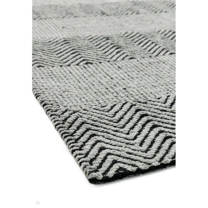 Ives Modern Geometric Chevron Zigzag Stripe Hand-Woven Jute&Cotton Durable Textured Soft-Touch Flatweave Grey/Charcoal Rug-Asiatic Carpets-Rug Love - The Most Loved Rug Store