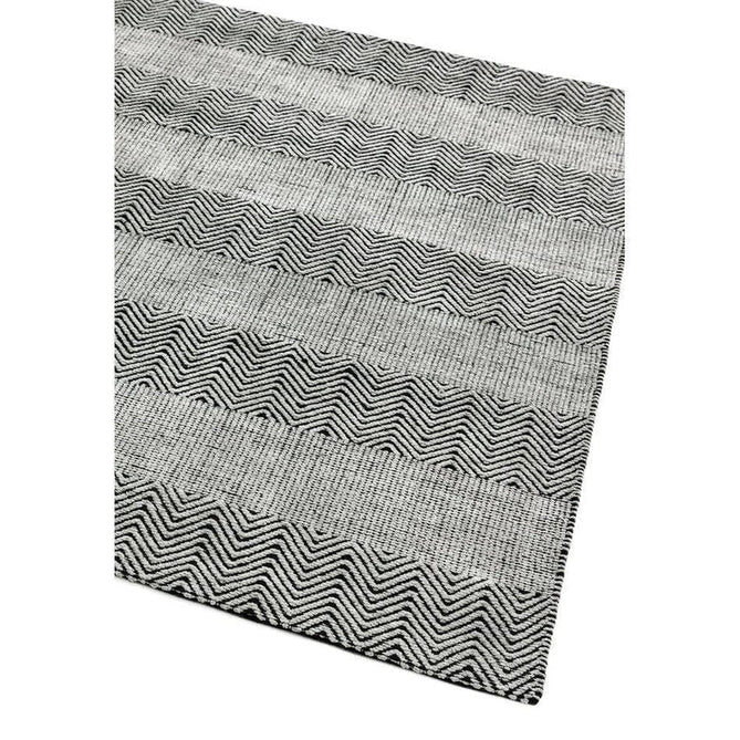 Ives Modern Geometric Chevron Zigzag Stripe Hand-Woven Jute&Cotton Durable Textured Soft-Touch Flatweave Grey/Charcoal Rug-Asiatic Carpets-Rug Love - The Most Loved Rug Store