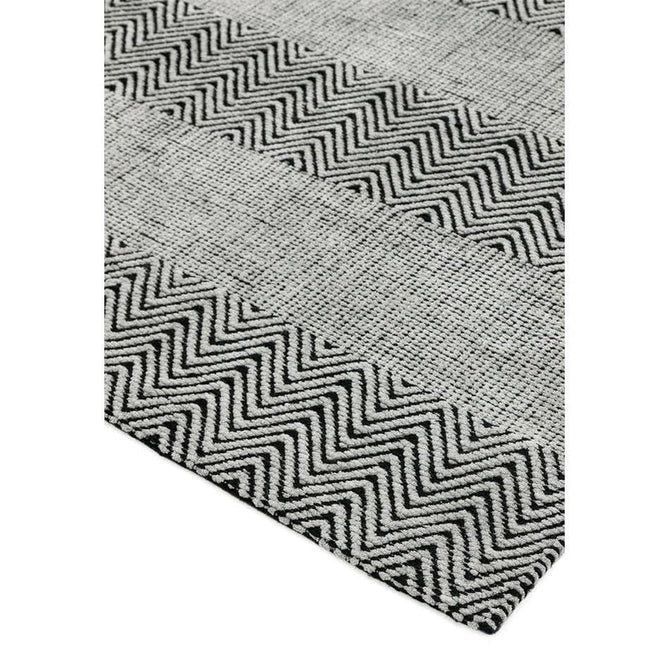 Ives Modern Geometric Chevron Zigzag Stripe Hand-Woven Jute&Cotton Durable Textured Soft-Touch Flatweave Grey/Charcoal Rug-Asiatic Carpets-Rug Love - The Most Loved Rug Store