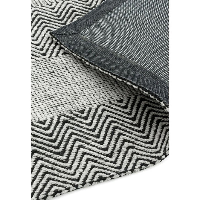 Ives Modern Geometric Chevron Zigzag Stripe Hand-Woven Jute&Cotton Durable Textured Soft-Touch Flatweave Grey/Charcoal Rug-Asiatic Carpets-Rug Love - The Most Loved Rug Store