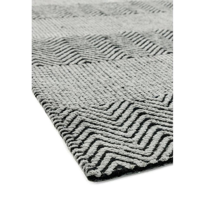 Ives Modern Geometric Chevron Zigzag Stripe Hand-Woven Jute&Cotton Durable Textured Soft-Touch Flatweave Grey/Charcoal Rug-Asiatic Carpets-Rug Love - The Most Loved Rug Store