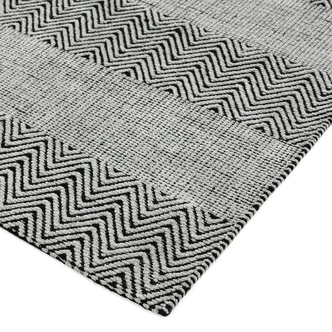 Ives Modern Geometric Chevron Zigzag Stripe Hand-Woven Jute&Cotton Durable Textured Soft-Touch Flatweave Grey/Charcoal Runner-Asiatic Carpets-Rug Love - The Most Loved Rug Store