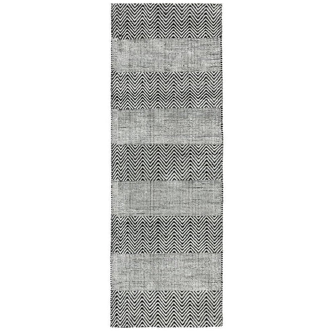 Ives Modern Geometric Chevron Zigzag Stripe Hand-Woven Jute&Cotton Durable Textured Soft-Touch Flatweave Grey/Charcoal Runner-Asiatic Carpets-Rug Love - The Most Loved Rug Store
