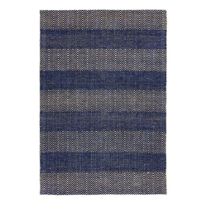 Ives Modern Geometric Chevron Zigzag Stripe Hand-Woven Jute&Cotton Durable Textured Soft-Touch Flatweave Navy Blue Rug-Asiatic Carpets-Rug Love - The Most Loved Rug Store
