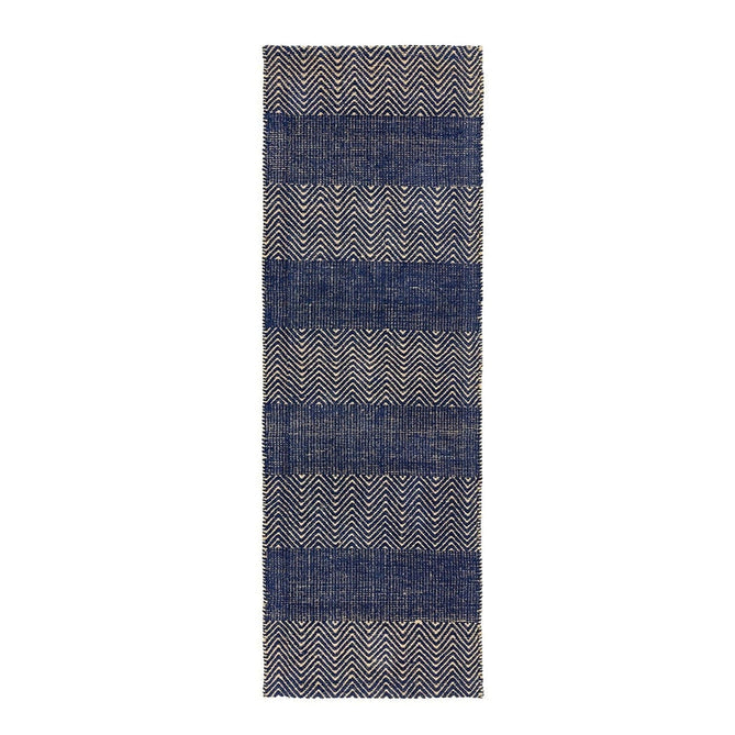 Ives Modern Geometric Chevron Zigzag Stripe Hand-Woven Jute&Cotton Durable Textured Soft-Touch Flatweave Navy Blue Rug-Asiatic Carpets-Rug Love - The Most Loved Rug Store