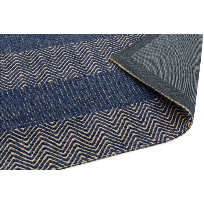 Ives Modern Geometric Chevron Zigzag Stripe Hand-Woven Jute&Cotton Durable Textured Soft-Touch Flatweave Navy Blue Rug-Asiatic Carpets-Rug Love - The Most Loved Rug Store