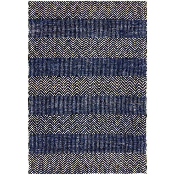 Ives Modern Geometric Chevron Zigzag Stripe Hand-Woven Jute&Cotton Durable Textured Soft-Touch Flatweave Navy Blue Rug-Asiatic Carpets-Rug Love - The Most Loved Rug Store