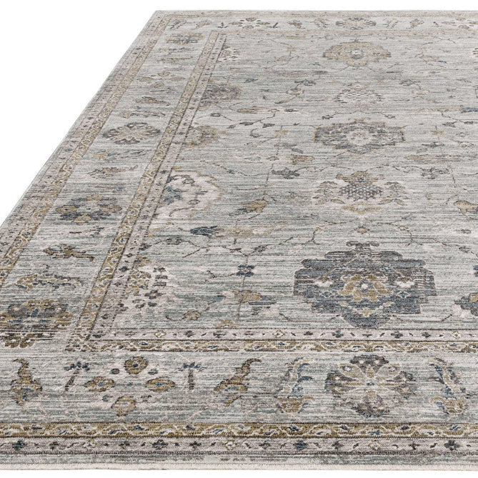 Jasper JA01 Traditional Vintage Distressed Shimmer Floral Heirloom Border Soft-Touch Polyester Low Profile Short Pile Pale Blue Rug-Asiatic Carpets-Rug Love - The Most Loved Rug Store