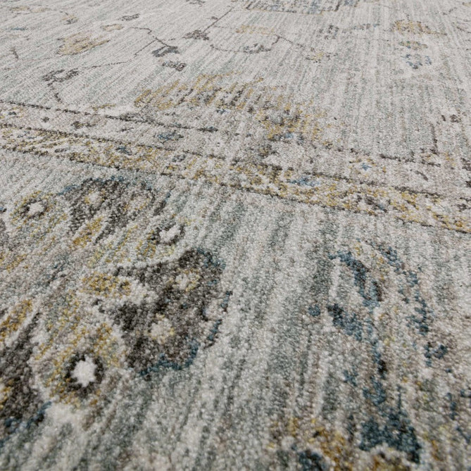 Jasper JA01 Traditional Vintage Distressed Shimmer Floral Heirloom Border Soft-Touch Polyester Low Profile Short Pile Pale Blue Rug-Asiatic Carpets-Rug Love - The Most Loved Rug Store