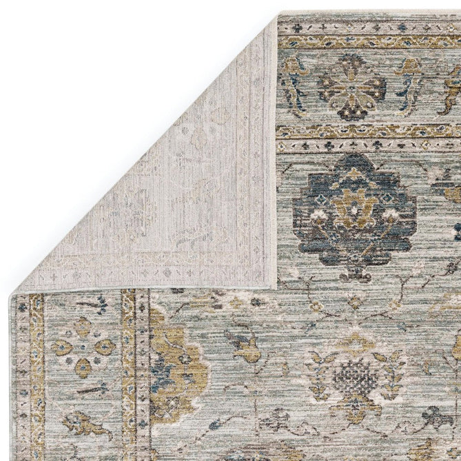 Jasper JA01 Traditional Vintage Distressed Shimmer Floral Heirloom Border Soft-Touch Polyester Low Profile Short Pile Pale Blue Rug-Asiatic Carpets-Rug Love - The Most Loved Rug Store