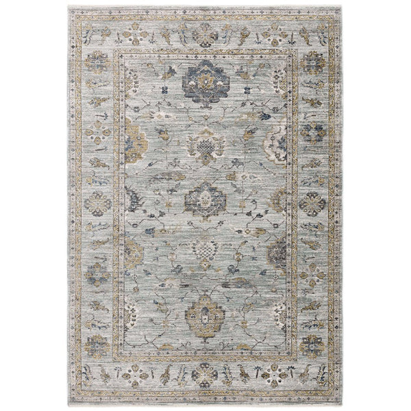Low Profile Blue Rug On Sale Jasper JA01 Traditional Vintage Distressed Shimmer Floral ...