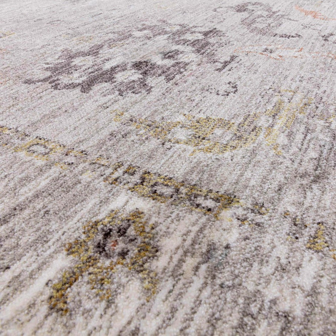 Jasper JA04 Traditional Vintage Distressed Shimmer Floral Heirloom Border Soft-Touch Polyester Low Profile Short Pile Grey Rug-Asiatic Carpets-Rug Love - The Most Loved Rug Store