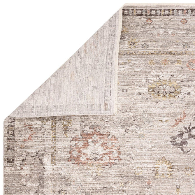 Jasper JA04 Traditional Vintage Distressed Shimmer Floral Heirloom Border Soft-Touch Polyester Low Profile Short Pile Grey Rug-Asiatic Carpets-Rug Love - The Most Loved Rug Store