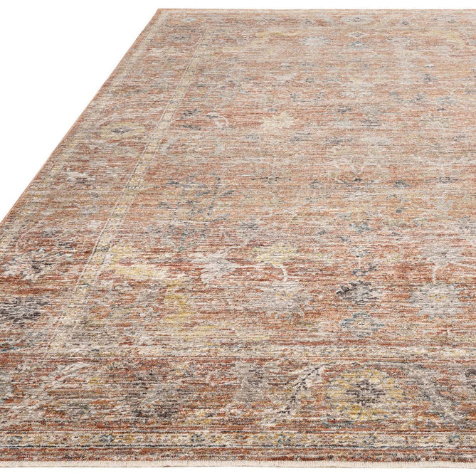 Jasper JA05 Traditional Vintage Distressed Shimmer Floral Heirloom Border Soft-Touch Polyester Low Profile Short Pile Pale Red Rug-Asiatic Carpets-Rug Love - The Most Loved Rug Store