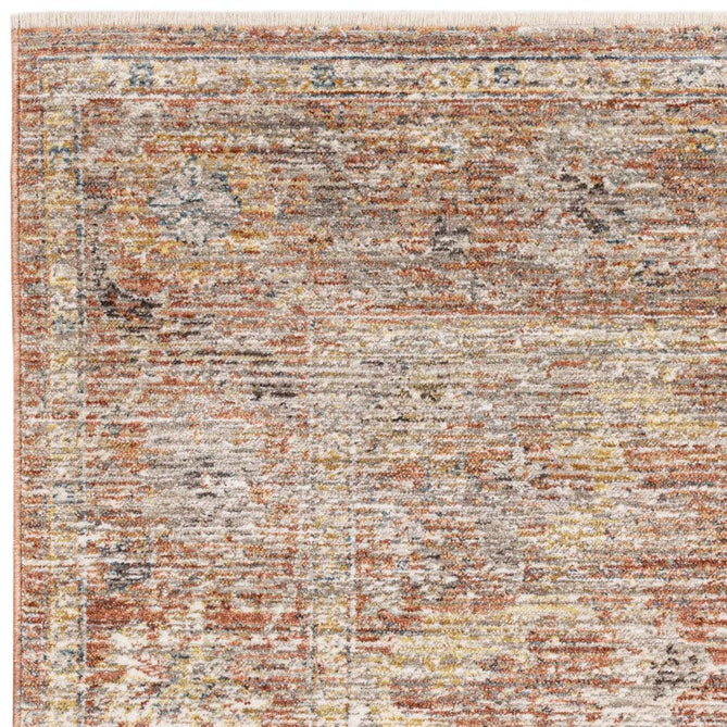 Jasper JA05 Traditional Vintage Distressed Shimmer Floral Heirloom Border Soft-Touch Polyester Low Profile Short Pile Pale Red Rug-Asiatic Carpets-Rug Love - The Most Loved Rug Store