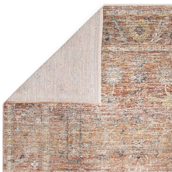 Jasper JA05 Traditional Vintage Distressed Shimmer Floral Heirloom Border Soft-Touch Polyester Low Profile Short Pile Pale Red Rug-Asiatic Carpets-Rug Love - The Most Loved Rug Store