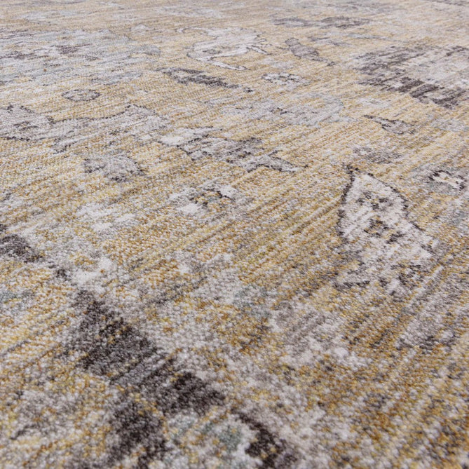 Jasper JA06 Traditional Vintage Distressed Shimmer Floral Heirloom Border Soft-Touch Polyester Low Profile Short Pile Pale Light Gold/Grey Rug-Asiatic Carpets-Rug Love - The Most Loved Rug Store
