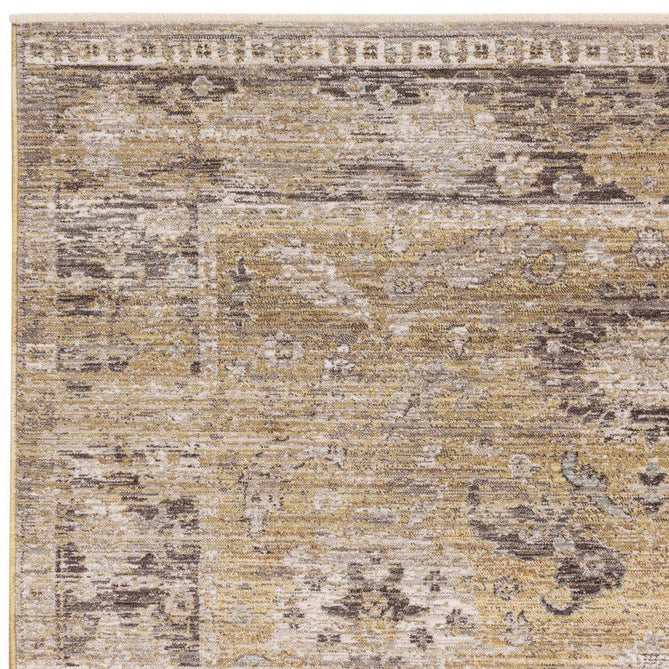 Jasper JA06 Traditional Vintage Distressed Shimmer Floral Heirloom Border Soft-Touch Polyester Low Profile Short Pile Pale Light Gold/Grey Rug-Asiatic Carpets-Rug Love - The Most Loved Rug Store